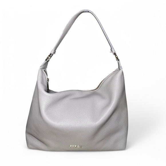 Furla Gray Pebbled Leather Hobo Bag - Picture 1 of 4